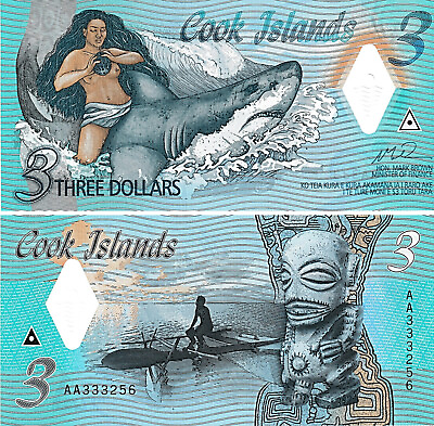 #ad Cook Islands 3 Dollars 2021 P 11a Commemorative Uncirculated Polymer $6.85