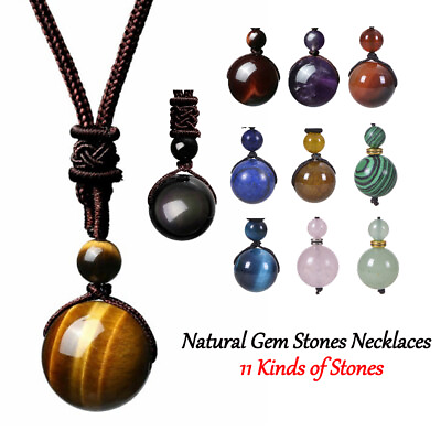 Natural Gem Stones Necklaces amp; Pendants Lucky Obsidian Lapis Tiger Eye Chain $9.89