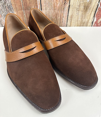 #ad #ad Paul Stuart Men#x27;s Suede amp; Leather Brown Slip On Loafers Shoes 10.5 Made in Italy $169.99