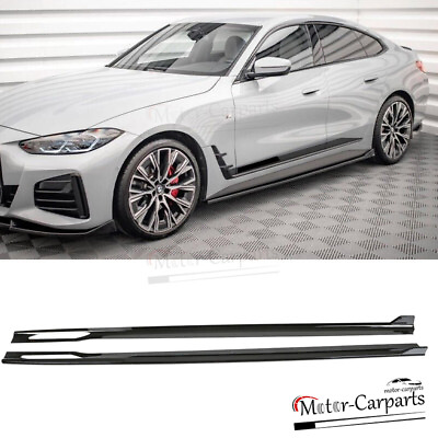 #ad Fits 2021 2024 BMW 4 Series G26 Gran Coupe 4D Side Skirts Extension Gloss Black $219.99