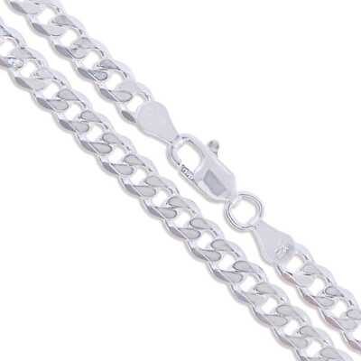 #ad Sterling Silver Necklace Curb Chain 4.5mm 925 Italy $17.49