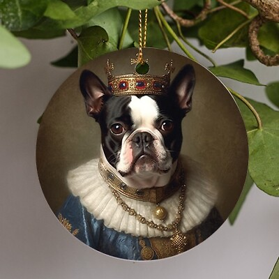 #ad Boston Terrier Dog Royal Pet Portrait King Renaissance Ceramic Ornament Gift $15.99