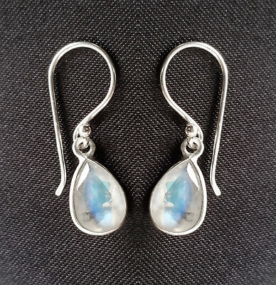 #ad 315f Rainbow Moonstone Solid 925 Sterling Silver Faceted Gemstone Earring rrp$45 AU $26.00