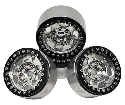 #ad #ad NHX RC 1.9quot; Aluminum Beadlock Crawler Wheels Rims Silver Black 4pcs set $59.95