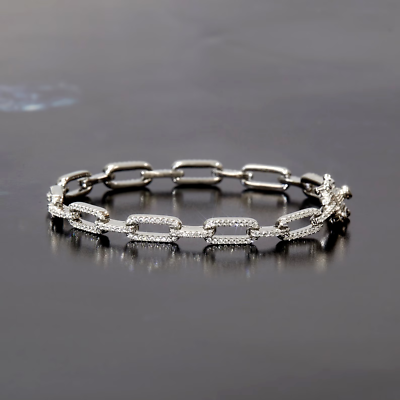 #ad Round Cut Lab Created Diamond Women#x27;s Gift Chain Bracelet 14K White Gold Finish $223.99