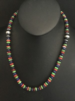 #ad Sterling Silver Multi Stone Necklace 20 Inch $225.00