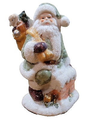 #ad 6quot; Ceramic Glitter Santa Claus Figure Home Decor Preowned $9.99