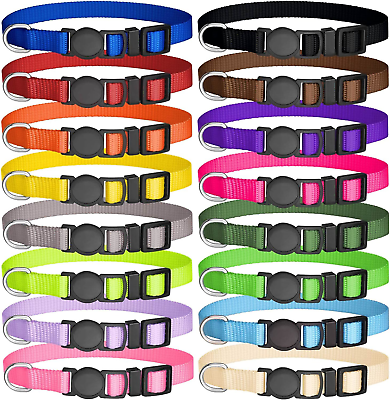#ad 16 PCS Puppy Collars Safety Buckle Puppy Collars for Litter Nylon Adjustable Pu $13.22