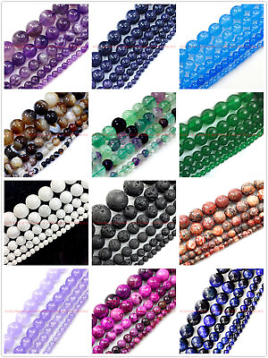 #ad Natural Gemstone Round Loose Beads 4mm 6mm 8mm 10mm 12mm 15quot; Bulk Lot Wholesale $3.33