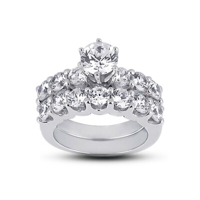 #ad 3.98ct F VS2 Round Natural Certified Diamonds 14k Classic Matching Bridal Set $4374.75