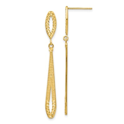 #ad 48mm 14K Yellow Gold Diamond cut Dangle Post Earrings H839 $289.95