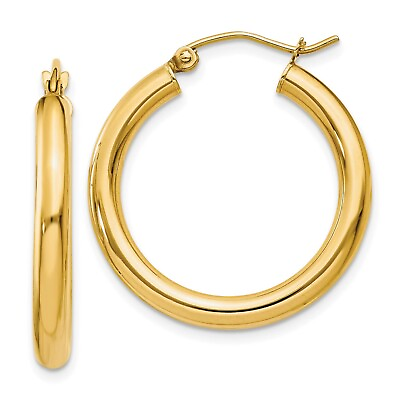 #ad 14k White or Yellow Gold Hoop Earring with Click Top Closures in Various Sizes $130.00