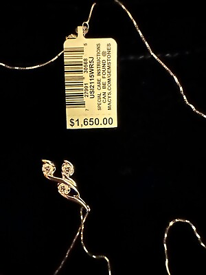 #ad Necklace NWT from R.H. Macy amp; Co Fine Jewelry White Gold Pendant with Diamonds $400.00