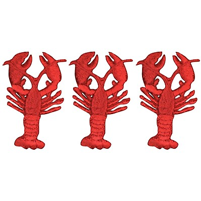 #ad Lobster Applique Patch Red Crawfish Seafood Chef Badge 1.5quot; 3 Pack Iron on $3.75