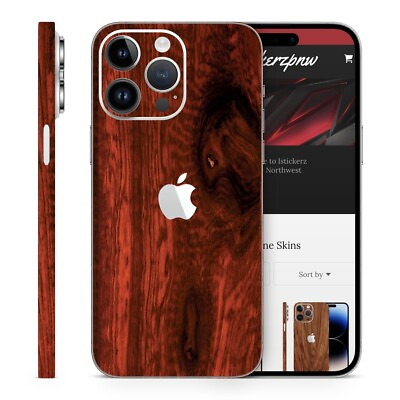 #ad Iphone Vinyl Skins Dark Red Hardwood $14.99
