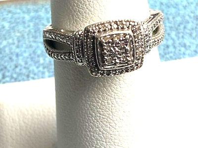 #ad 925 STERLING SILVER amp; DIAMOND RING SIZE 6.75 $50.00