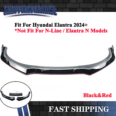 #ad For Hyunday Elantra 2024 Red Line V Style Front Bumper Lip Splitter Spoiler Kit $66.99