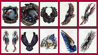 #ad PATRIOTIC BALD EAGLE USA AMERICAN FLAG 4TH OF JULY WATERPROOF TEMPORARY TATTOO $1.00