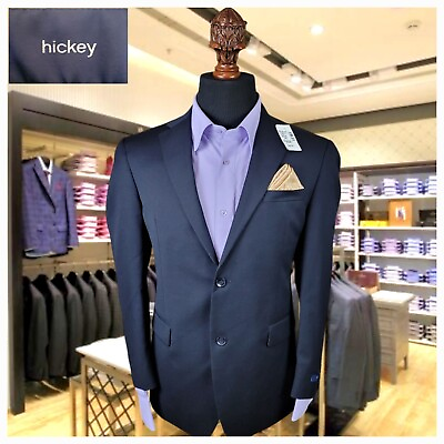 #ad Hickey Freeman Worsted Wool Blazer Mens Buttons Navy Blue 40R Sport Suit Coat $149.00