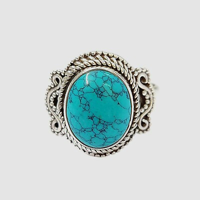 Blue Turquoise Gemstone 925 Sterling Silver Jewelry Beautiful Gift Ring EM 79 $12.92