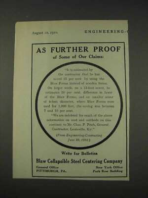 #ad 1910 Blaw Collapsible Steel Centering Co. Ad Proof $19.99