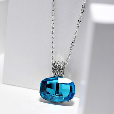 #ad Elegant Blue Topaz Women Jewelry 925 Sterling Silver Plated Necklace Simulated $3.87
