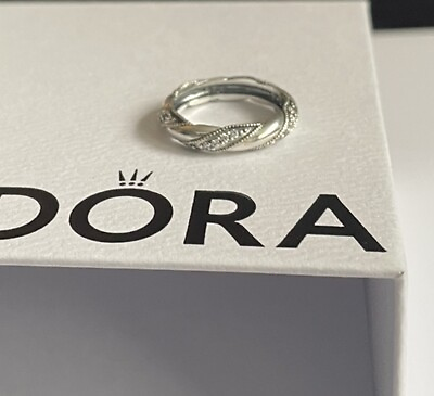 #ad Pandora Ribbon of Love Ring with Clear Zirconia Size 50 Brand new GBP 30.00