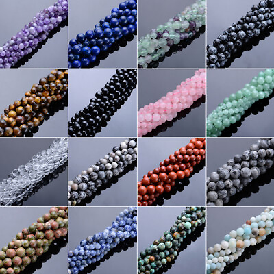 #ad 15quot; Wholesale Natural Gemstone Round Spacer Loose Beads 4MM 6MM 8MM DIY Craft $2.29