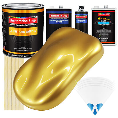 #ad Anniversary Gold Metallic SLOW Gallon Auto Paint Kit URETHANE BASECOAT Clearcoat $377.99