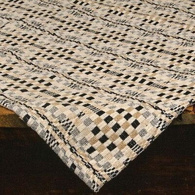 #ad Primitive Colonial CREAM TAN BLACK LOVERS KNOT TABLE SQUARE Woven Tablecloth 52quot; $37.99