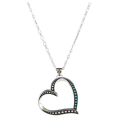 #ad Justin Ladies Silver amp; Blue Heart Pendant Necklace 22005NJ $24.97