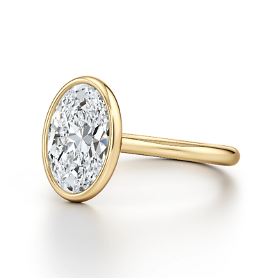 #ad Engagement Gold Ring 18K Yellow IGI GIA Lab Grown Certified Diamond Oval 1.20 Ct $1468.00