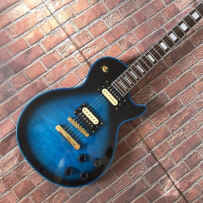 #ad Custom electric guitar blue binding zebra pickup Flame maple top solid mahogany $279.00