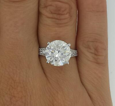 #ad 5.25 Ct Pave 4 Prong Round Cut Diamond Engagement Ring SI1 D White Gold 18k $8886.00