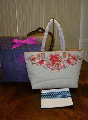 #ad NWT Tory Burch Rodeo EW Tote with Tory Gift Box $315.00
