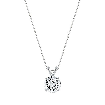 #ad 2 Ct Created Diamond Round Cut Real 14K White Gold Necklace Pendant 18quot; Chain $239.97