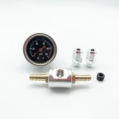 #ad Fuel Pressure Regulator Gauge 0 100psi Liquid Filled 1 8 NPT W Adaptor Adapter $15.44