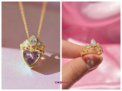 #ad Rapunzel Crown Necklace Princess Jewelry Princess Crown Engagement Necklace Ring $14.99