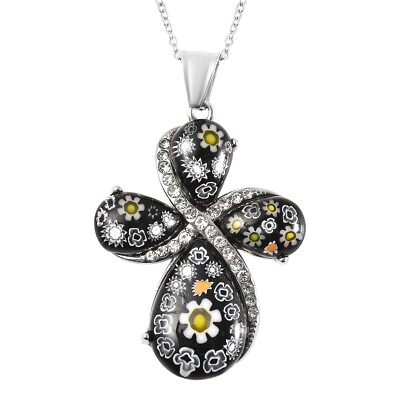 Jewelry Steel Glass Crystal Cross Pendant Necklace for Women 20quot; $40.45