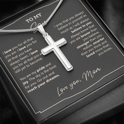 Gift for Son Son Cross Necklace Necklace for Boy To My Son Cross Necklace $27.99