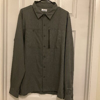 #ad Columbia Mens Gray Omni Wick LS Button Up Shirt Size L $16.00