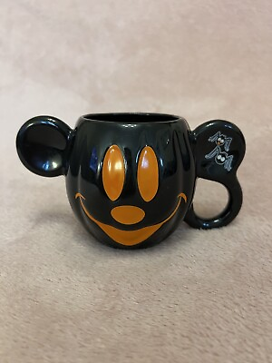#ad Disney Rare Halloween Upside Down Mickey Ears Pumpkin Mug Black Cup Gift Lantern GBP 14.95