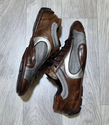 #ad PRADA Shoes Men#x27;s Monte Carlo Leather Silver Brown Sneakers Prada Men Size 9 Us $199.00