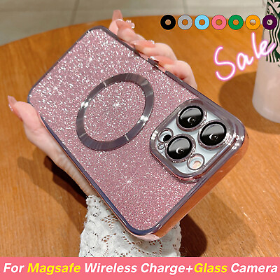 #ad Mag Safe Magnetic Case For iPhone 15 14 Pro Max 13 12 WOMEN Bling Glitter Cover $8.03