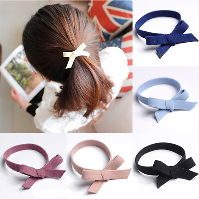 #ad 1Pcs Solid Color Bow Knotted Hair Rubber Band Hair Ties High Elastic Hair Rope C $1.37