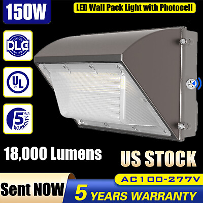 #ad 150W LED Wall Pack Light with Dusk to Dawn 18000LM 5000K Daylight AC100 277V ETL $1680.20