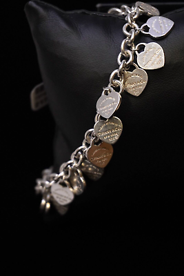 #ad Tiffany amp; Co. Sterling Silver Multi Mini PRTT Heart Tag Bracelet 8quot; $549.95