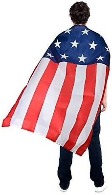 #ad American Flag Costume Cape USA Patriotic Flag Cloak for Adult Men Women Boys Gir $16.24