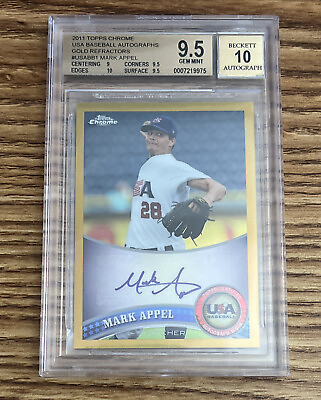 #ad TOPPS USA 🇺🇸 MARK APPEL ASTROS 2011 CHROME AUTO GOLD REFRACTOR 04 50 BGS 9.5🔥 $299.99