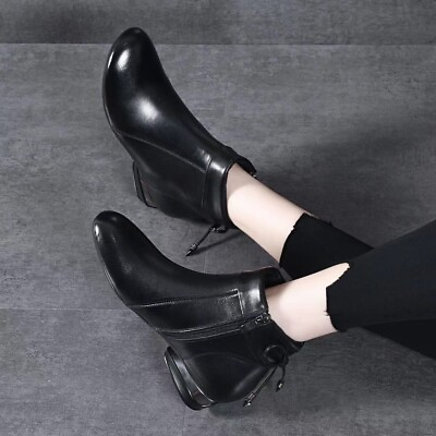 #ad Women Versatile Low Heels Cotton Boots with Soft Soles Faux Fleece Short Boots $37.73